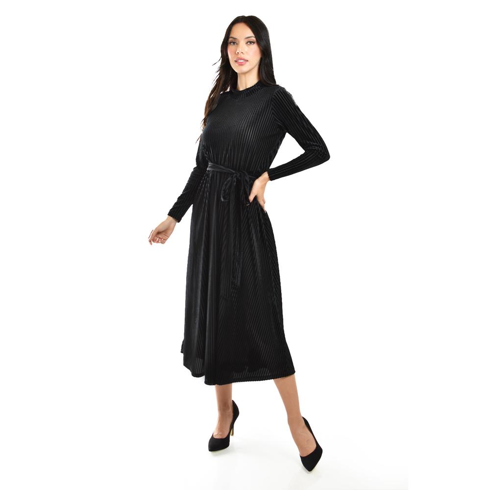 Foto 2 pulgar | Vestido Midi De Terciopelo Roman Fashion /juvenil, 3826 (negro) Negro