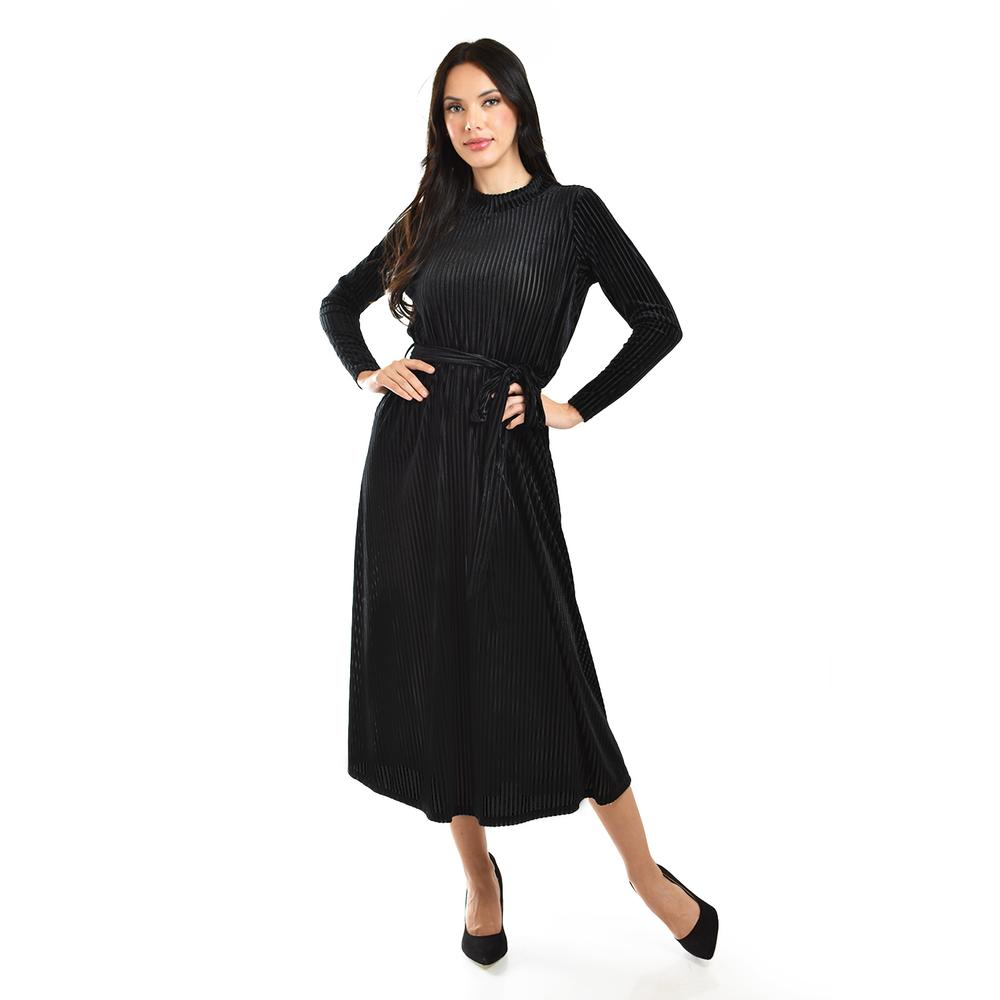Foto 6 pulgar | Vestido Midi De Terciopelo Roman Fashion /juvenil, 3826 (negro) Negro