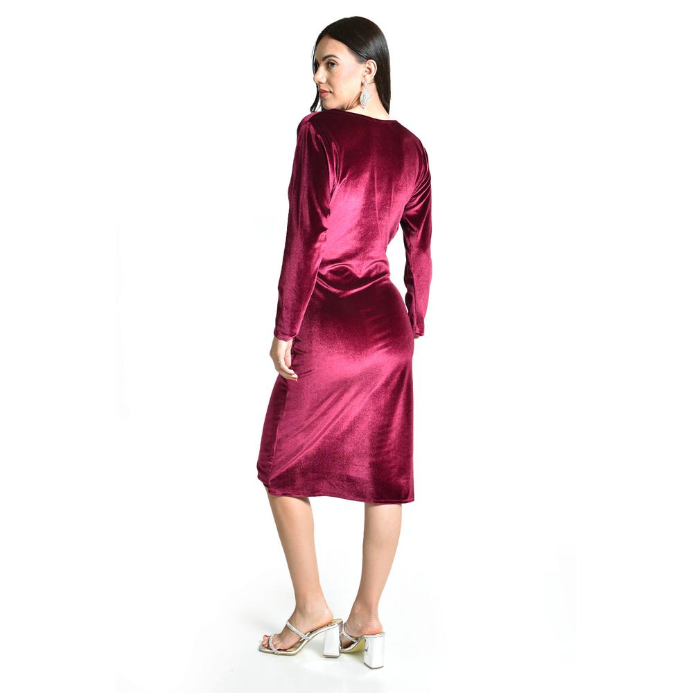 Foto 4 pulgar | Vestido Elegante De Terciopelo Roman Fashion / Juvenil, 109 (vino) Vino