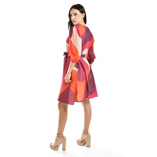 Foto 2 | Vestido Abstracto Con Cinto Roman Fashion /juvenil, 3825 (rojo) Rojo