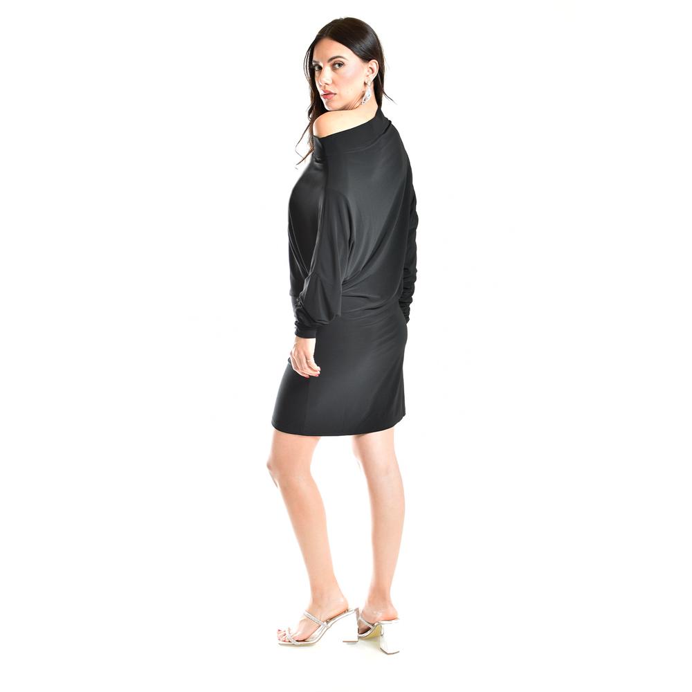 Foto 4 pulgar | Vestido Escote Asimetrico Roman Fashion /juvenil, 1201 (negro) Negro