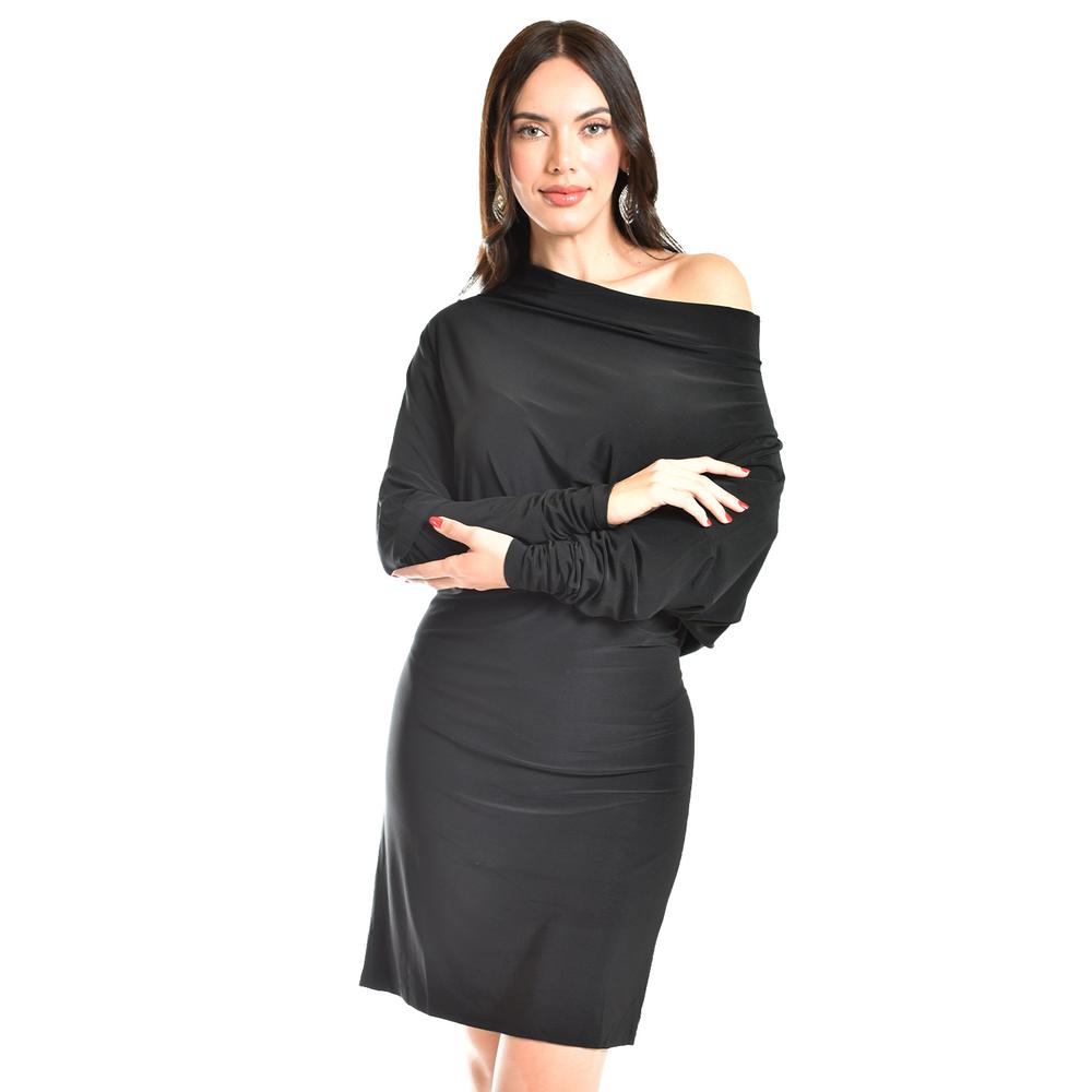 Foto 5 pulgar | Vestido Escote Asimetrico Roman Fashion /juvenil, 1201 (negro) Negro
