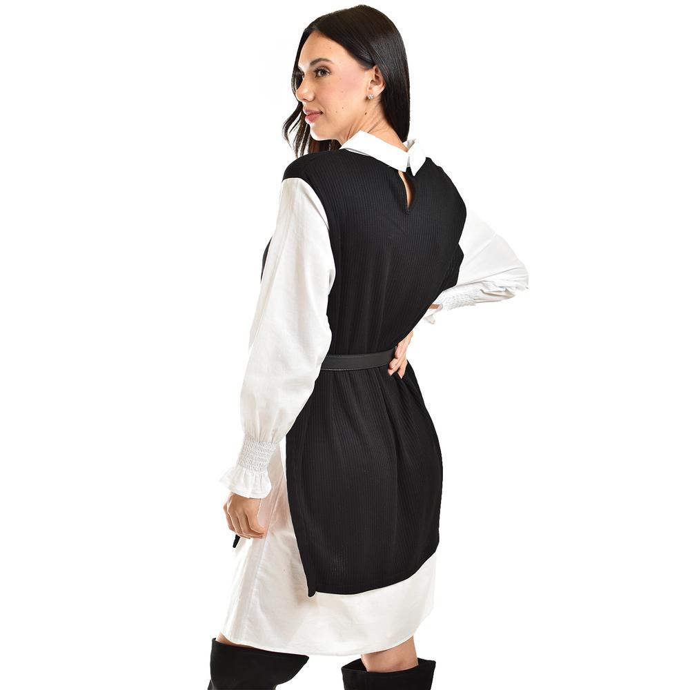 Foto 4 pulgar | Vestido Camisero Con Chaleco Roman Fashion /juvenil, 3820 (negro) Negro