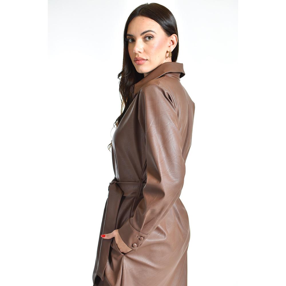 Foto 4 | Vestido Camisero De Piel Sintetica Roman Fashion /juvenil, 104 (cafe) Cafe