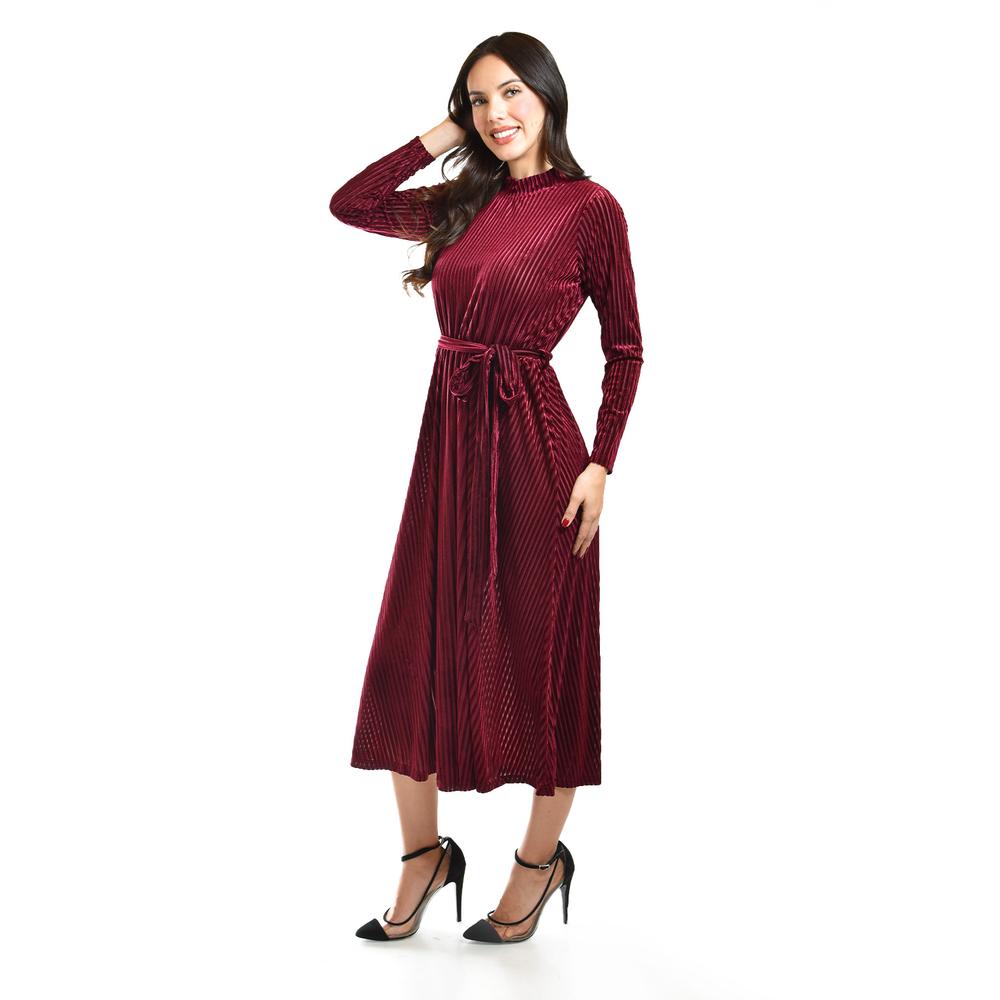 Foto 2 | Vestido Midi De Terciopelo Roman Fashion /juvenil, 3826 (vino) Vino