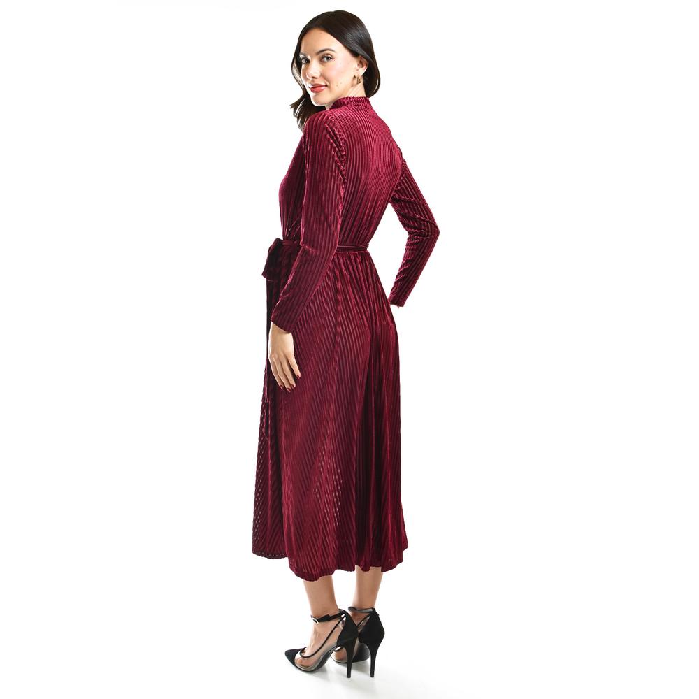 Foto 4 pulgar | Vestido Midi De Terciopelo Roman Fashion /juvenil, 3826 (vino) Vino