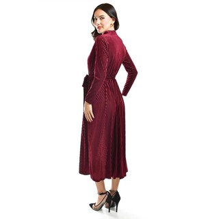 Foto 3 | Vestido Midi De Terciopelo Roman Fashion /juvenil, 3826 (vino) Vino