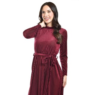 Foto 4 | Vestido Midi De Terciopelo Roman Fashion /juvenil, 3826 (vino) Vino