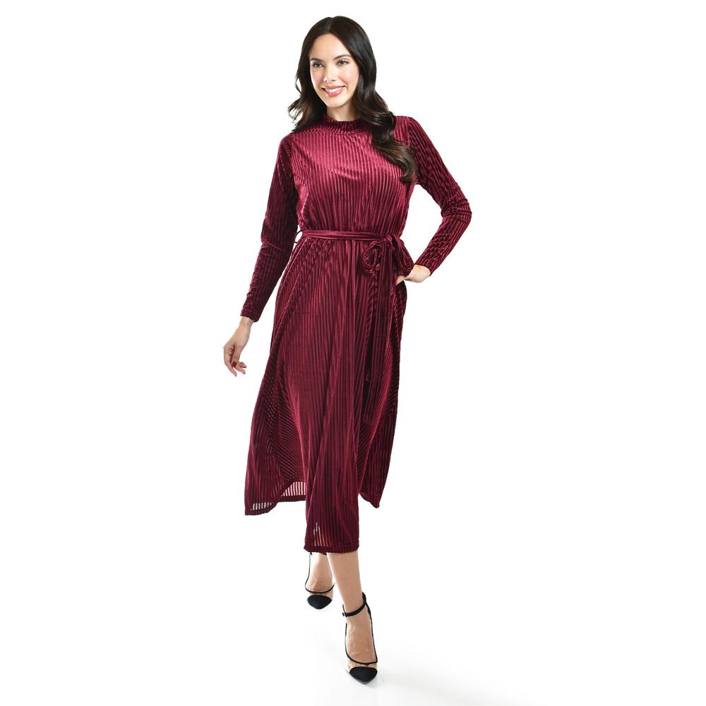 Foto 5 | Vestido Midi De Terciopelo Roman Fashion /juvenil, 3826 (vino) Vino