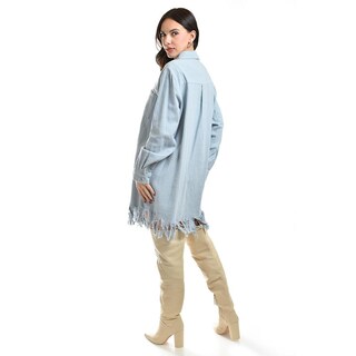Foto 3 | Vestido Camisero Con Flecos Roman Fashion /juvenil, 11822 (azul Claro) Azul