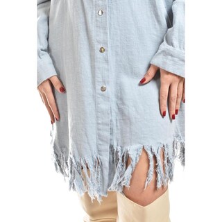 Foto 4 | Vestido Camisero Con Flecos Roman Fashion /juvenil, 11822 (azul Claro) Azul