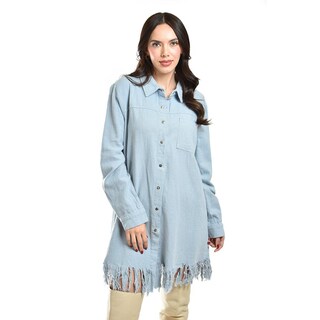Foto 5 | Vestido Camisero Con Flecos Roman Fashion /juvenil, 11822 (azul Claro) Azul