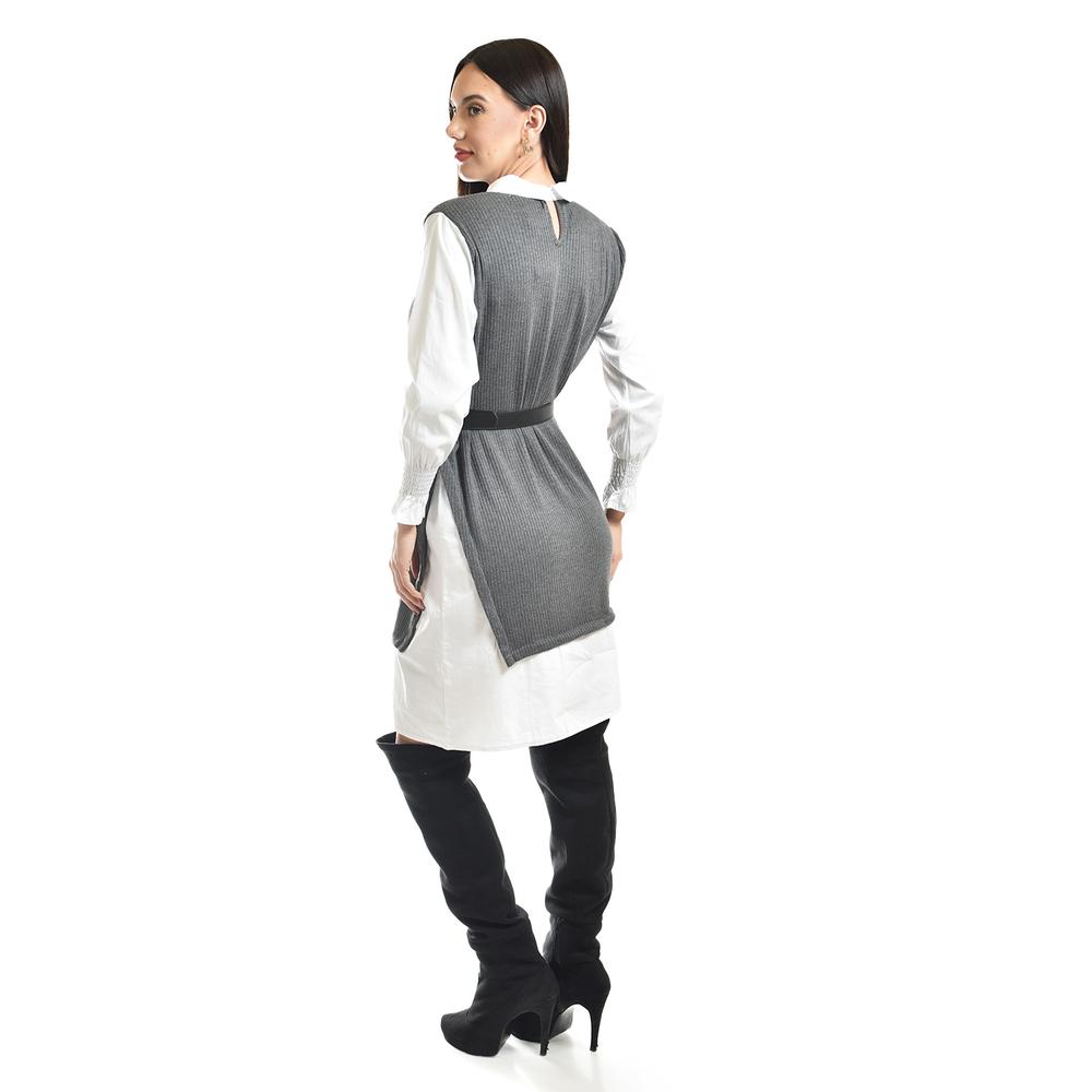 Foto 4 pulgar | Vestido Camisero Con Chaleco Roman Fashion /juvenil, 3820 (gris) Gris