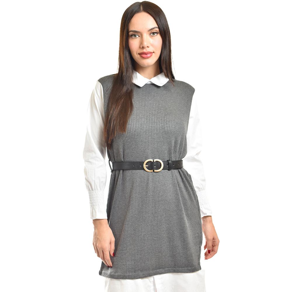 Foto 4 | Vestido Camisero Con Chaleco Roman Fashion /juvenil, 3820 (gris) Gris