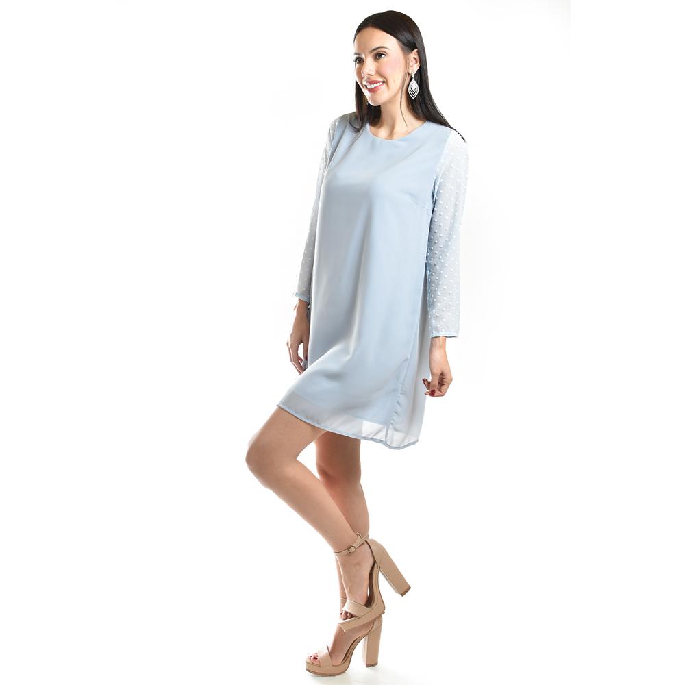 Foto 3 pulgar | Vestido De Mangas Con Relieve Roman Fashion /juvenil, 3823 (azul Claro) Azul