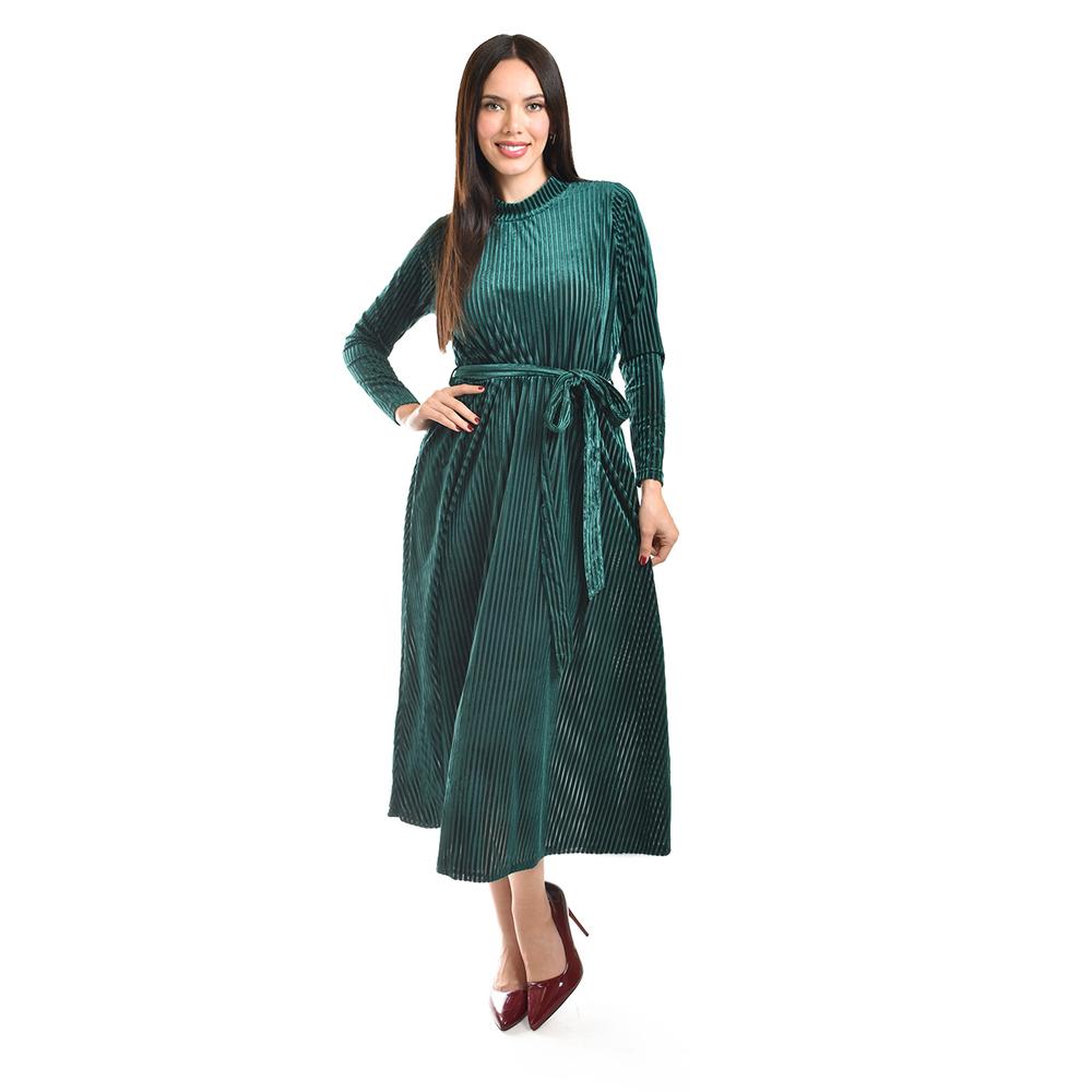 Foto 2 pulgar | Vestido Midi De Terciopelo Roman Fashion /juvenil, 3826 (verde) Verde Oscuro