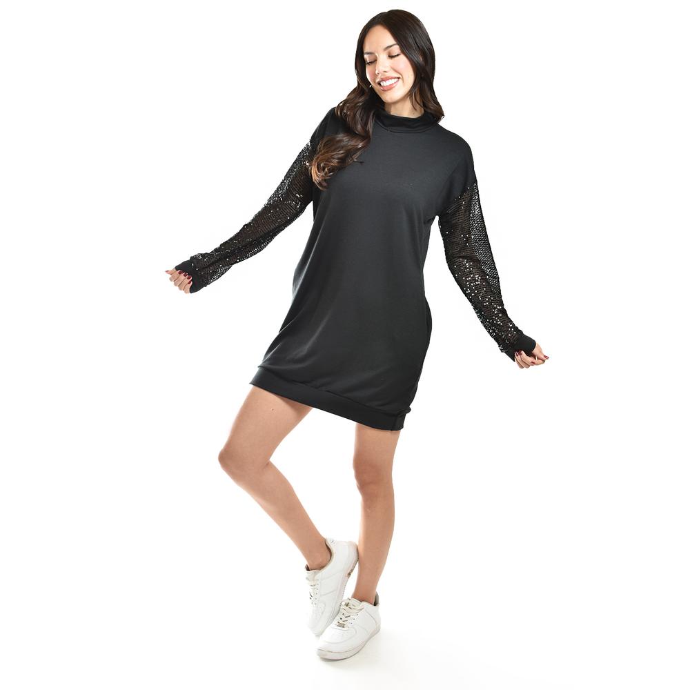 Foto 2 pulgar | Vestido Con Mangas De Lentejuela Roman Fashion /juvenil, 8072 (negro) Negro