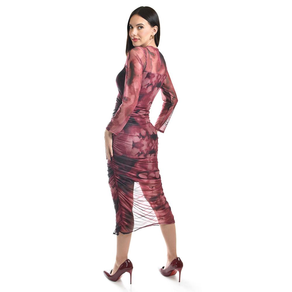 Foto 4 pulgar | Vestido De Mesh Tie Dye Roman Fashion /juvenil, 4349 (vino /negro) Vino