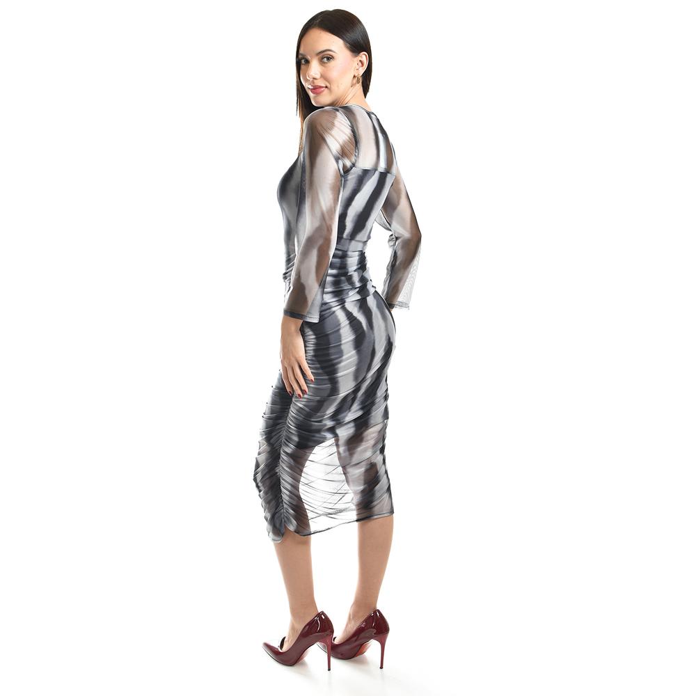 Foto 4 pulgar | Vestido De Mesh Tie Dye Roman Fashion /juvenil, 4349 (gris /negro) Gris