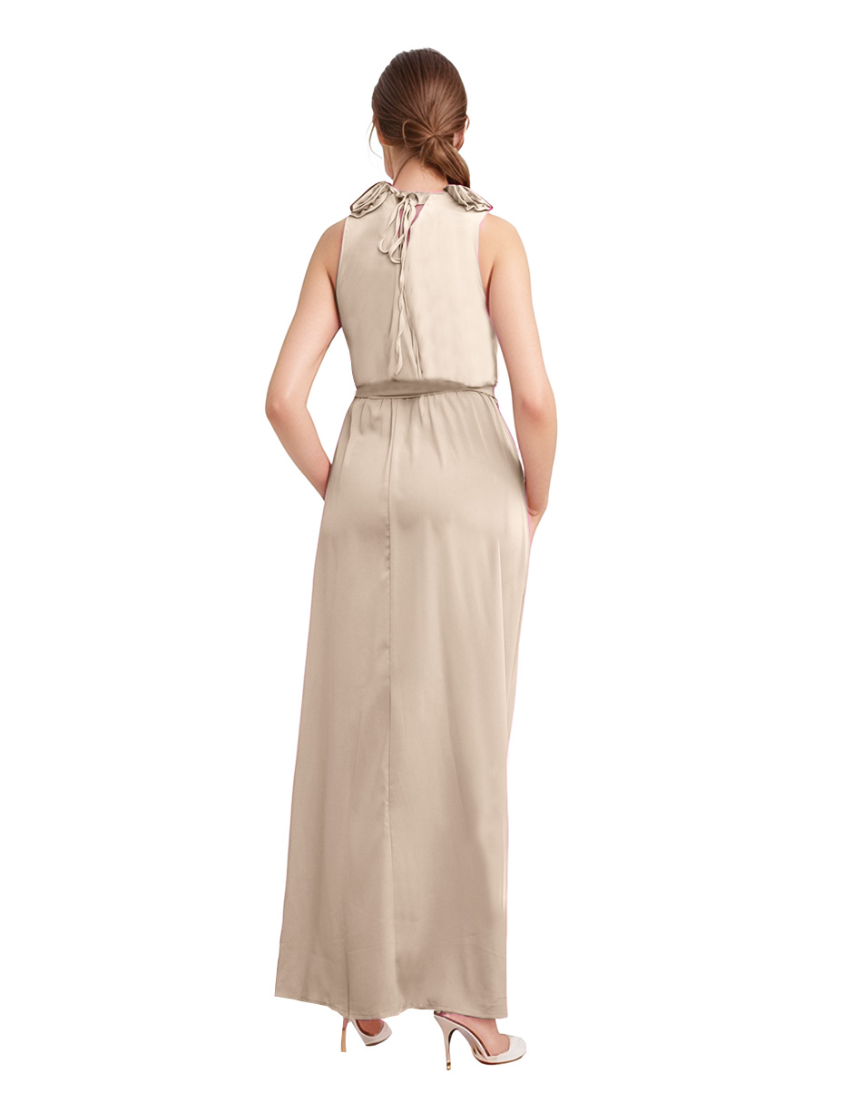 Foto 4 pulgar | Vestido Largo Corte Princesa Beige