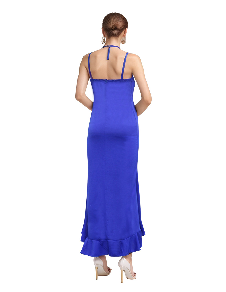 Foto 4 pulgar | Vestido Midi de Fiesta con Escarola Lucky Clover Azul