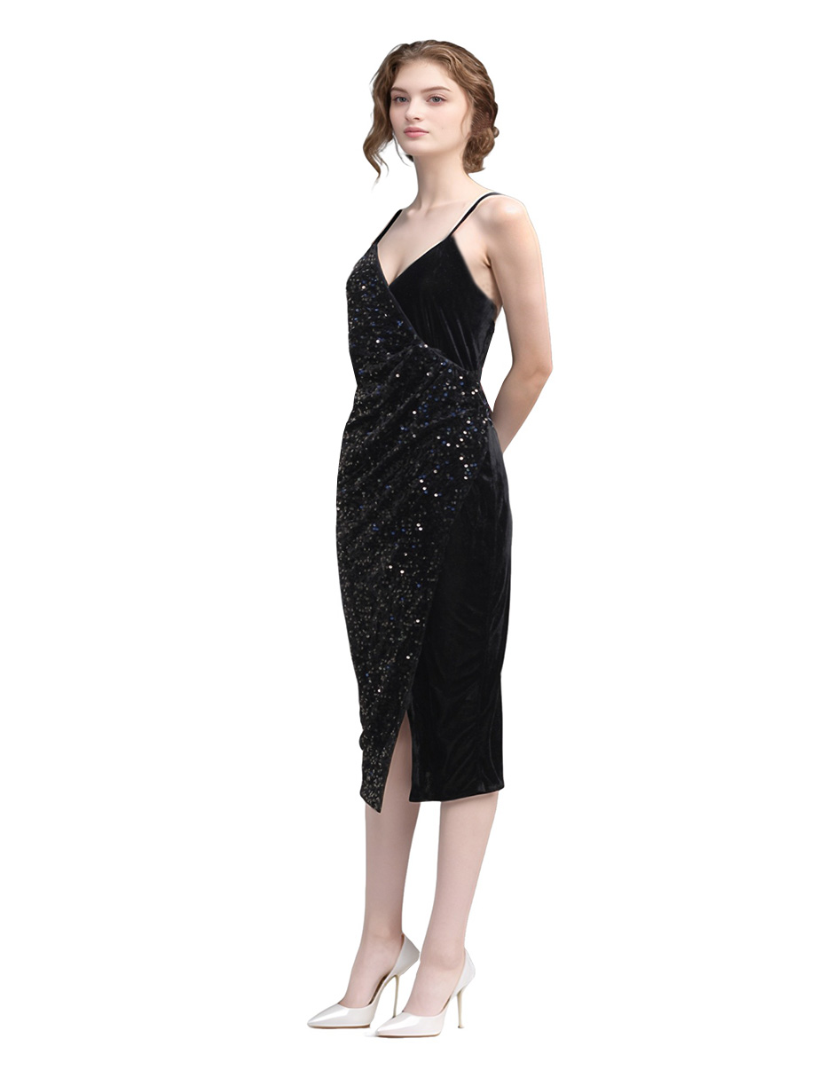 Foto 3 pulgar | Vestido Midi De Fiesta Con Lentejuelas Lucky Clover Negro