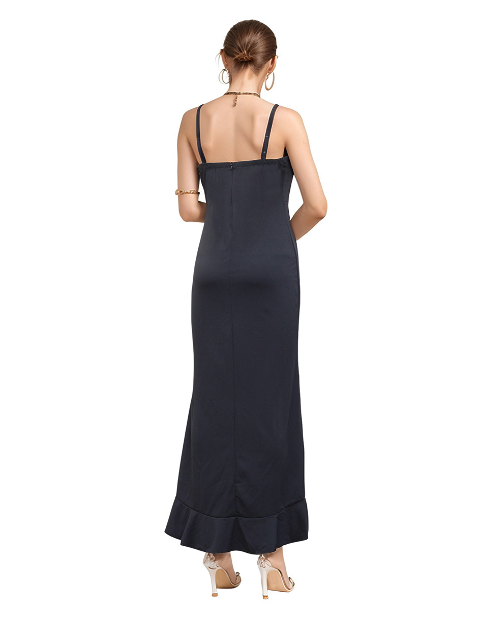 Foto 4 pulgar | Vestido Midi de Fiesta con Escarola Lucky Clover Negro