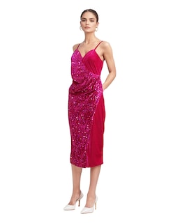 Foto 2 | Vestido Midi De Fiesta Con Lentejuelas Lucky Clover Rosa