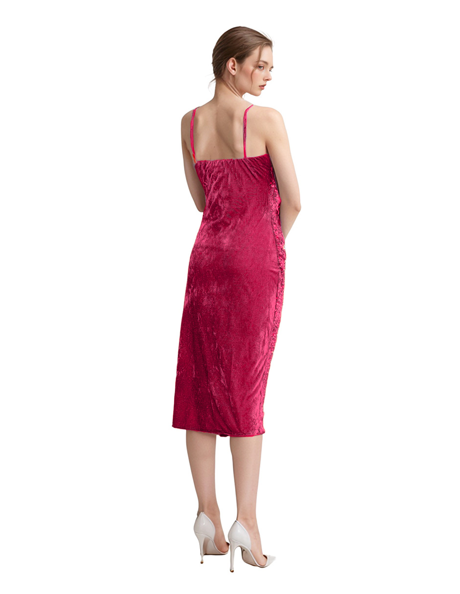 Foto 4 pulgar | Vestido Midi De Fiesta Con Lentejuelas Lucky Clover Rosa