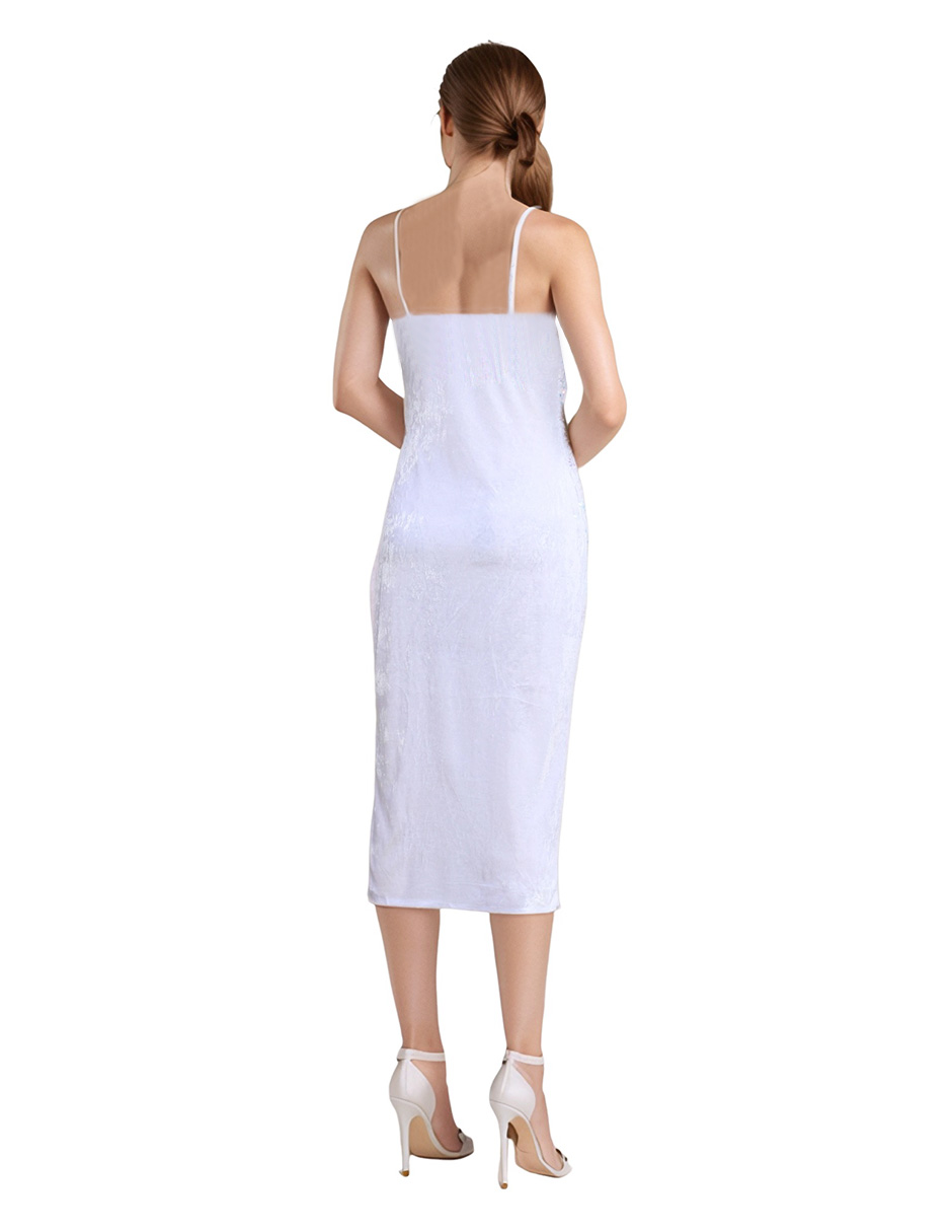 Foto 4 pulgar | Vestido Midi De Fiesta Con Lentejuelas Lucky Clover Blanco