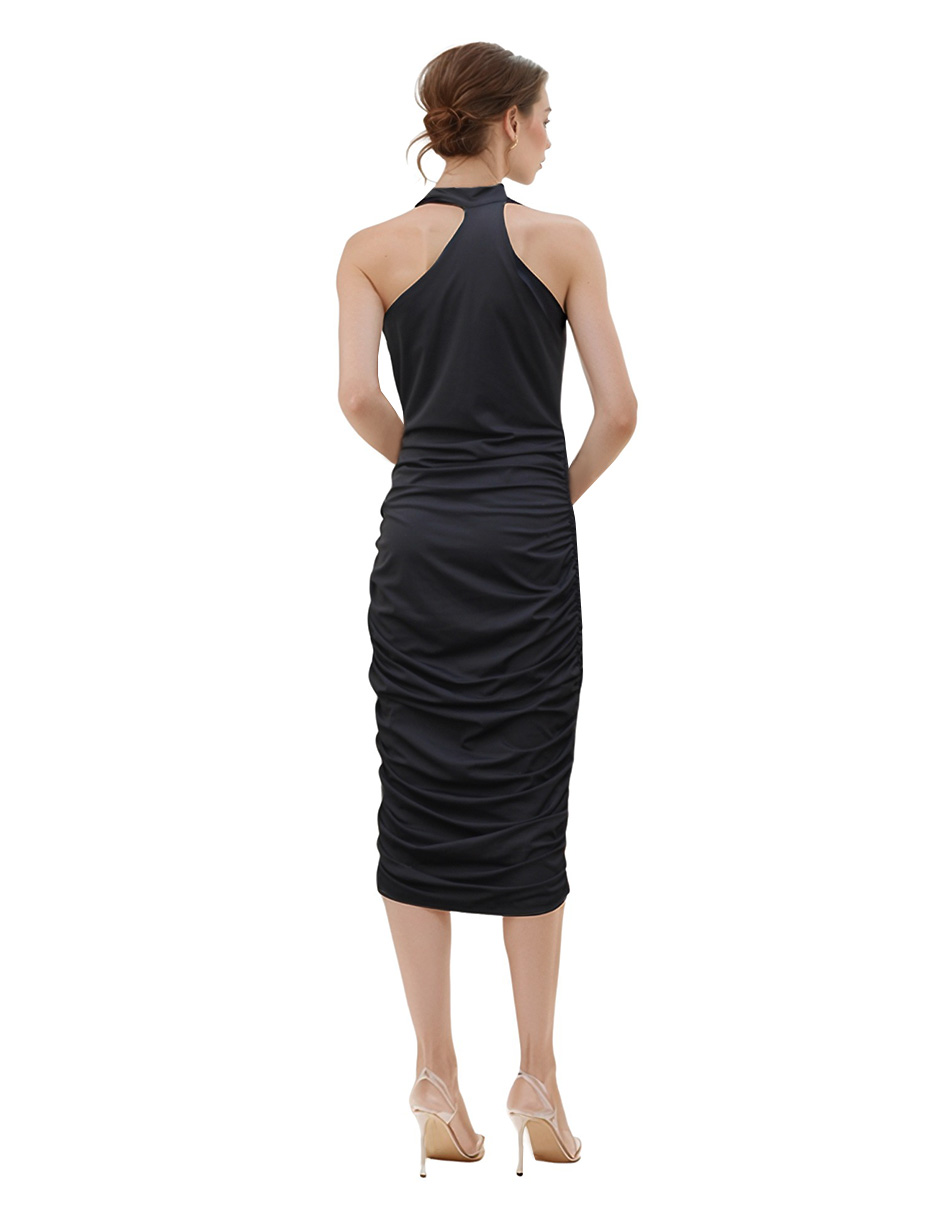 Foto 3 pulgar | Vestido Formal Midi Plisado Rouss Negro