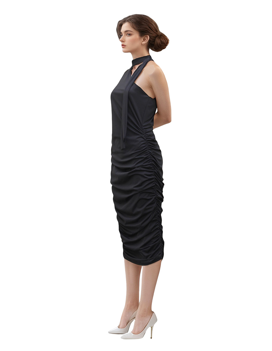 Foto 4 pulgar | Vestido Formal Midi Plisado Rouss Negro
