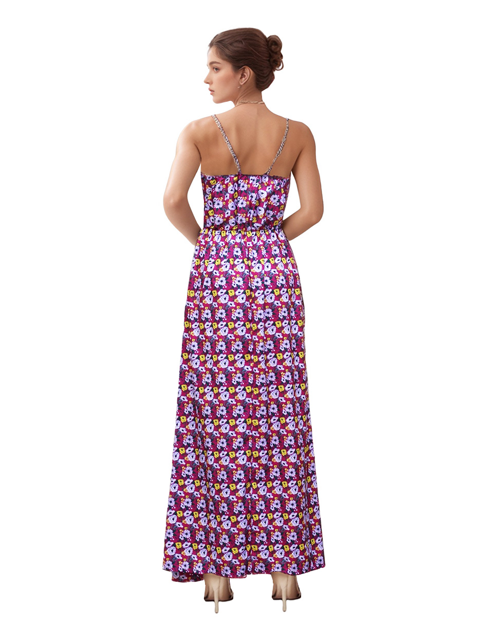 Foto 4 pulgar | Vestido Largo Casual Tirantes Estampado Rosa