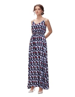 Foto 1 | Vestido Largo Casual Tirantes Estampado Azul