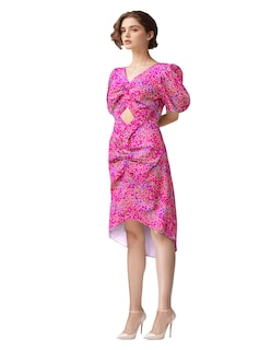 Foto 1 | Vestido Casual Asimétrico A La Rodilla Diseño Floral Color Rosa
