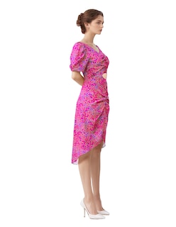 Foto 2 | Vestido Casual Asimétrico A La Rodilla Diseño Floral Color Rosa