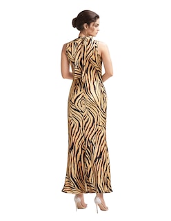 Foto 3 | Vestido Largo Casual Animal Print Color Dorado