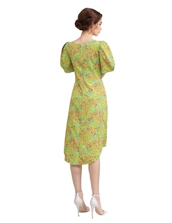 Foto 3 | Vestido Casual Asimétrico A La Rodilla Diseño Floral Color Verde