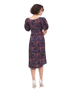 Foto 3 | Vestido Casual Asimétrico A La Rodilla Diseño Floral Color Negro