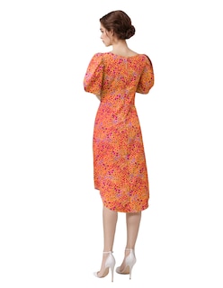 Foto 2 | Vestido Csual Asimétrico A La Rodilla Diseño Floral Color Naranja