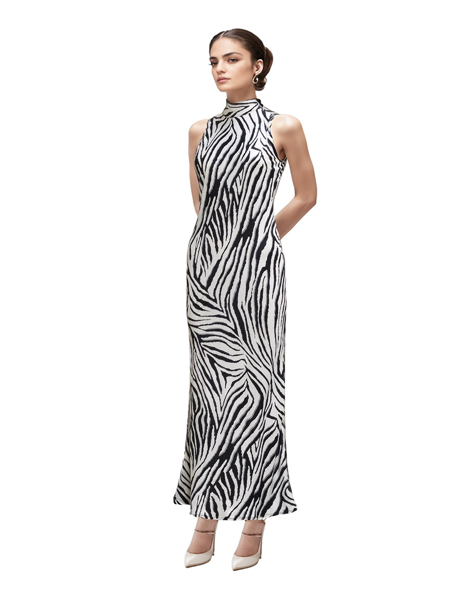Foto 2 pulgar | Vestido Largo Casual Animal Print Color Blanco