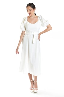 Foto 6 | Vestido Midi De Manga Abullonada Roman Fashion /juvenil, 12515 (blanco)