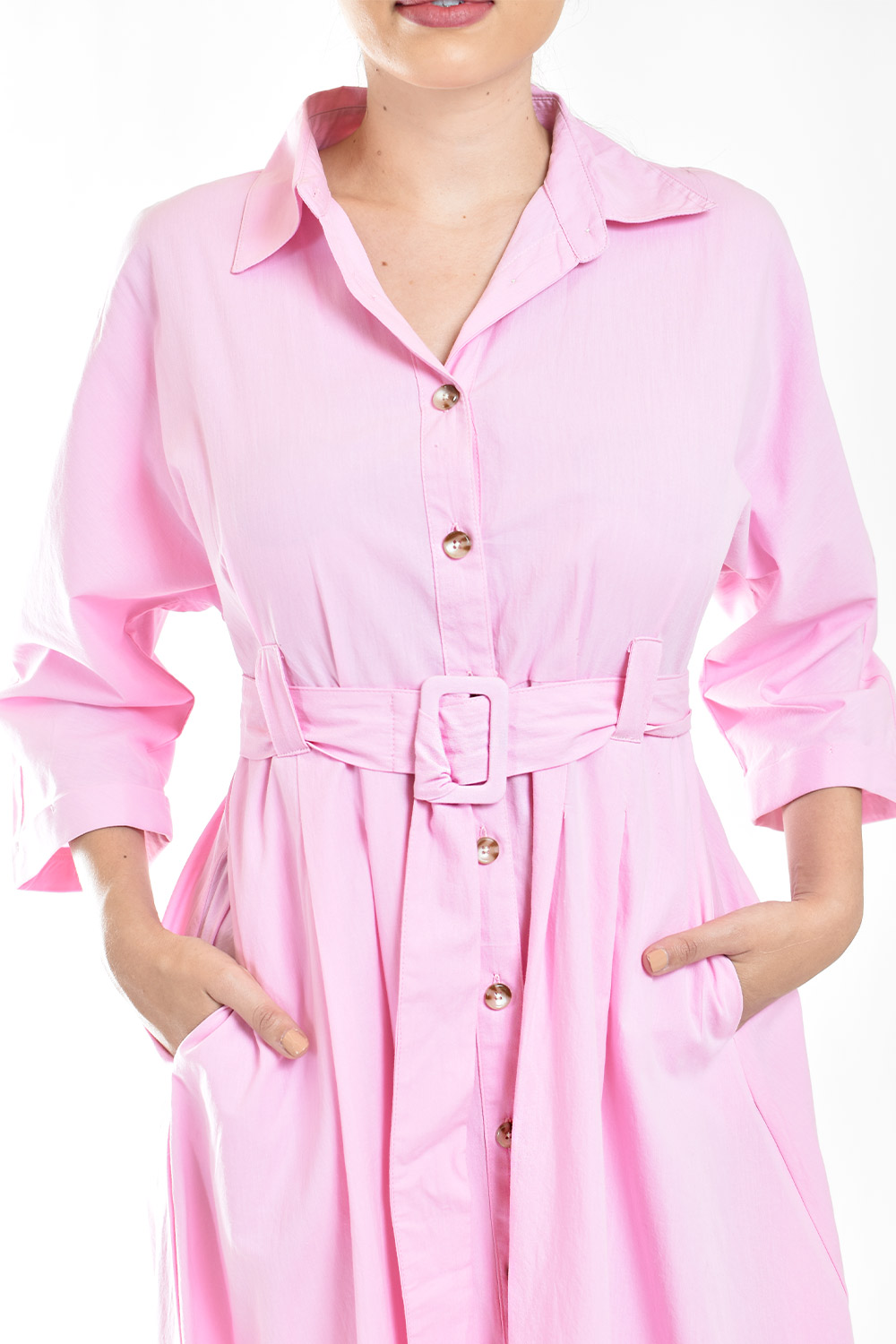 Foto 5 pulgar | Vestido Camisero Con Cinto Roman Fashion /juvenil, 3827-p (rosa)