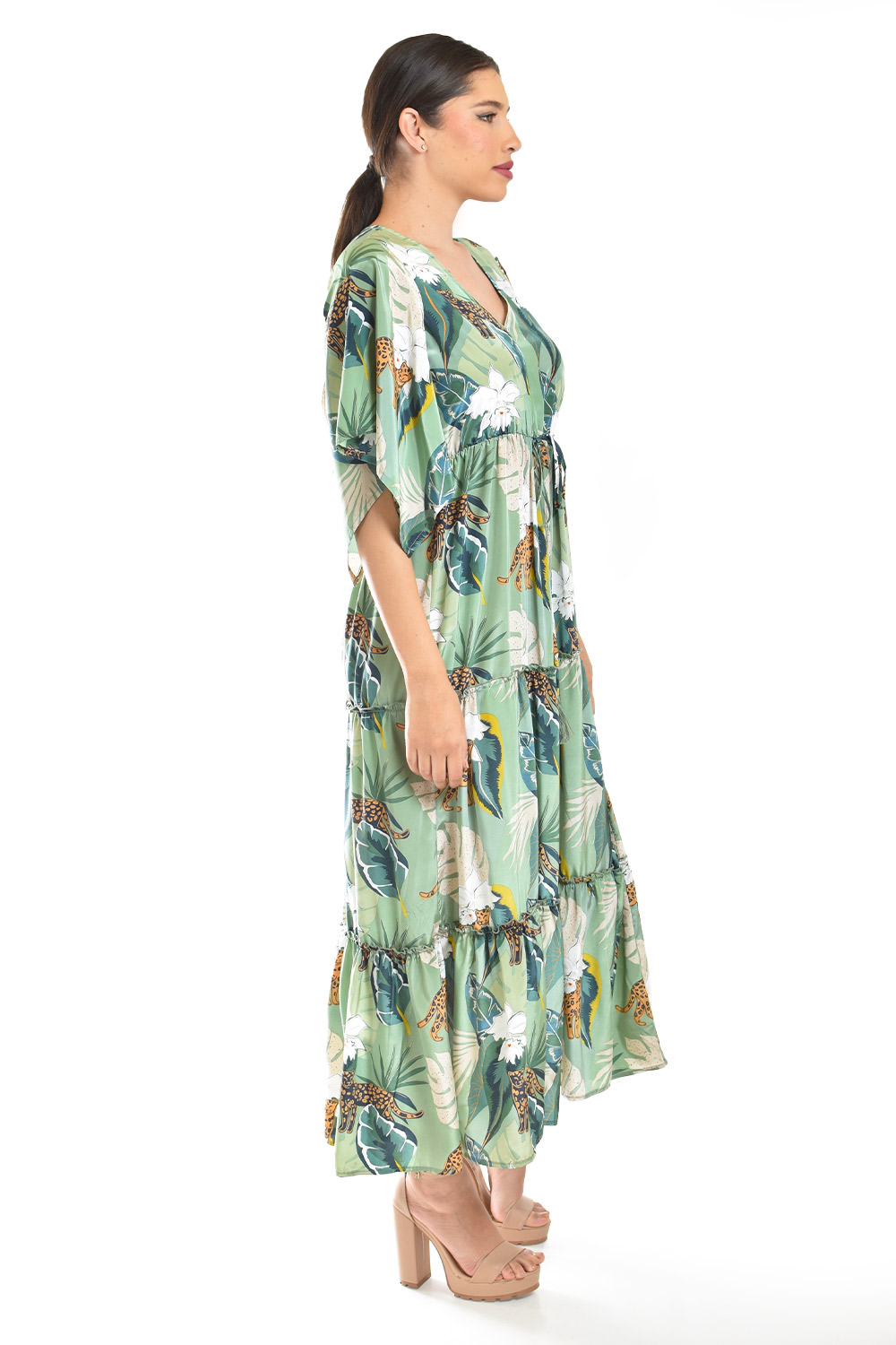 Foto 4 pulgar | Maxi Vestido Estampado Roman Fashion /juvenil, 3834 (verde)