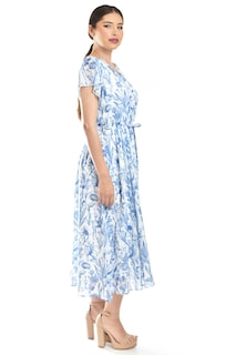 Foto 2 | Vestido Midi Con Estampado Floral Roman Fashion /juvenil, 3833 (azul Marino)