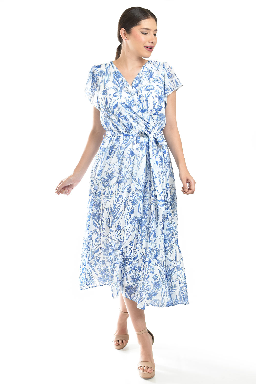 Foto 5 pulgar | Vestido Midi Con Estampado Floral Roman Fashion /juvenil, 3833 (azul Marino)