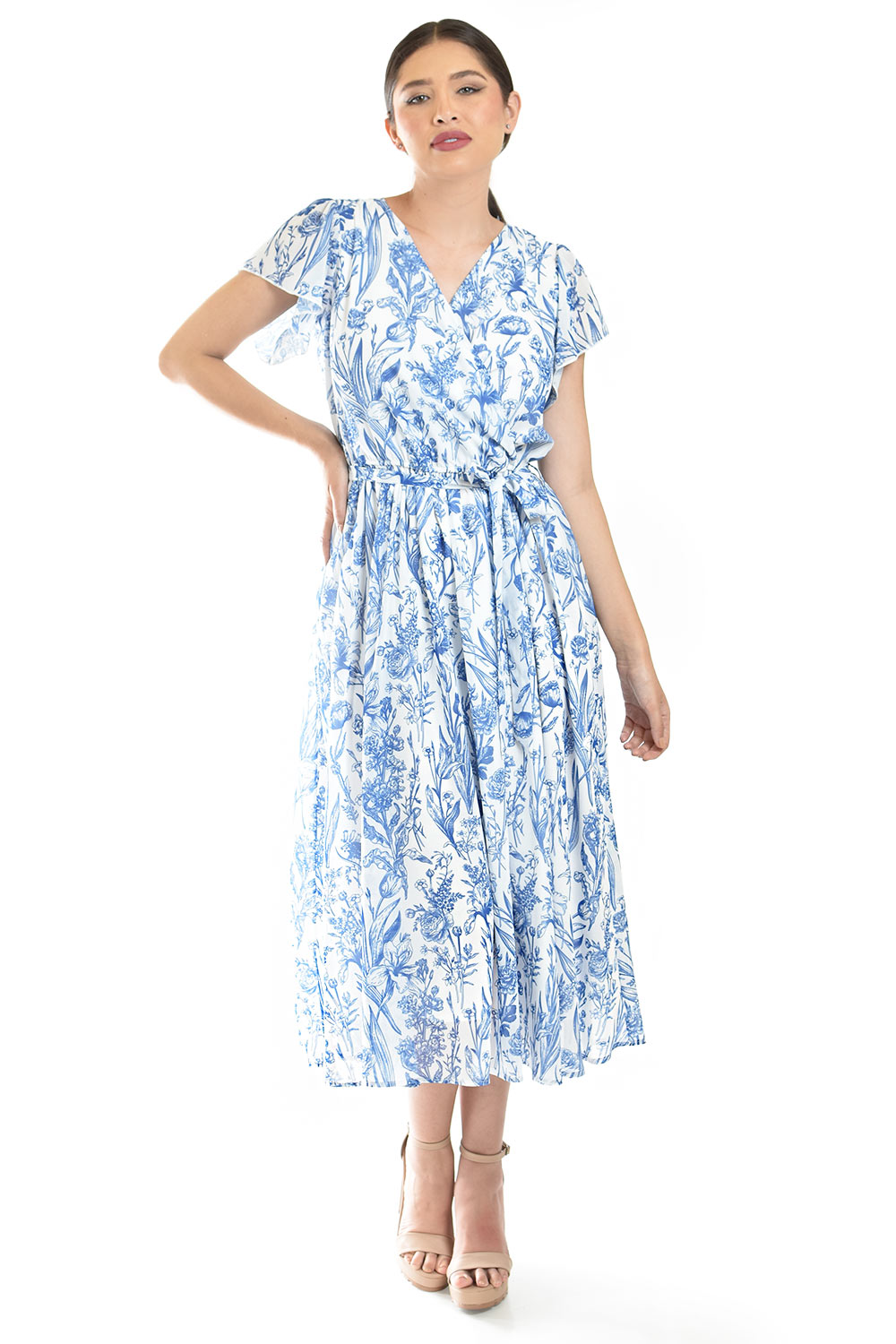 Foto 6 pulgar | Vestido Midi Con Estampado Floral Roman Fashion /juvenil, 3833 (azul Marino)