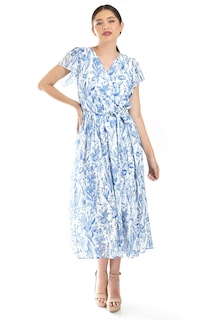 Foto 5 | Vestido Midi Con Estampado Floral Roman Fashion /juvenil, 3833 (azul Marino)