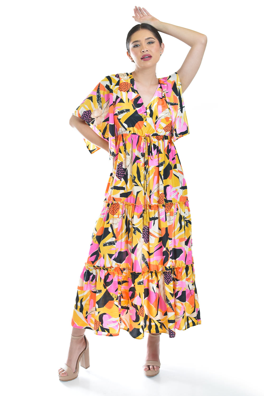 Maxi Vestido Estampado Roman Fashion /juvenil, 3834 (amarillo)