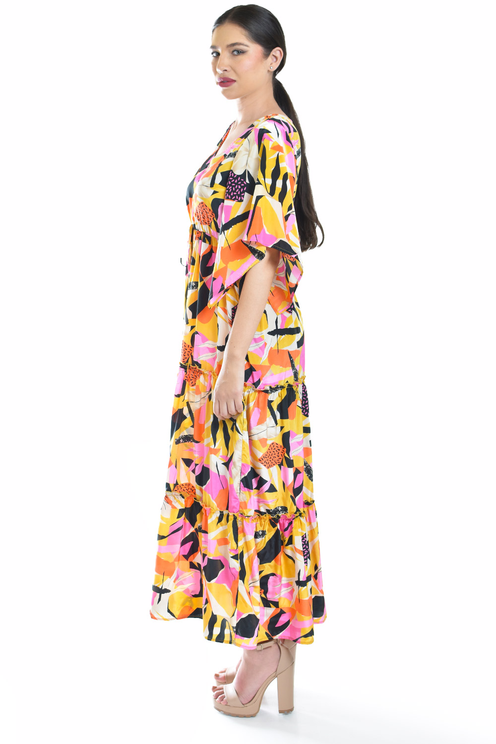 Foto 3 pulgar | Maxi Vestido Estampado Roman Fashion /juvenil, 3834 (amarillo)
